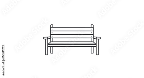 Simple Outline Illustration of a Wooden Park Bench.