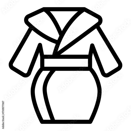Raincoat with belt line icon, autumn clothing concept. Vector graphics. Rain coat for women, clothes sign on white background, style icon mobile or web design.