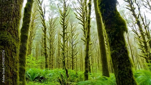 Lush Mossy Forest Canopy Scene
