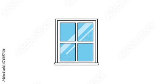 Simple Cartoon Illustration of a Square Window with Four Panes.
