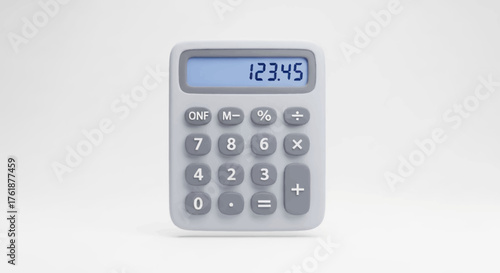 Simple White Calculator Displaying Numbers on a Light Background.