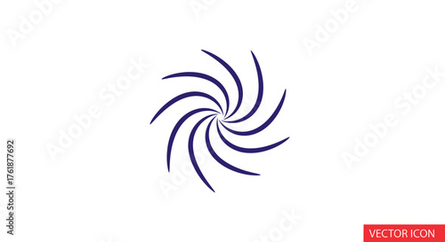 Dark Blue Abstract Swirling Spiral Icon Graphic Design Element.