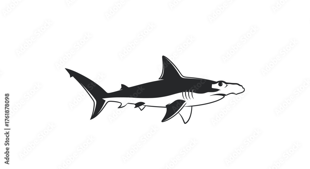Fototapeta premium Hammerhead Shark Illustration: Distinctive Head Shape and Streamlined Body.