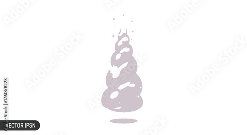 Stylized cartoon smoke plume rising upwards with a shadow.