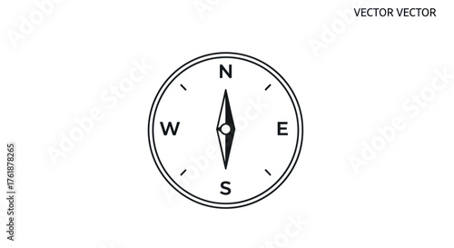 Classic Navigational Compass with North South East and West Markings.