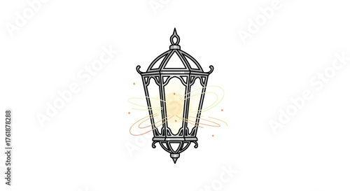 Ornate Vintage Hanging Lantern with Intricate Metalwork Design.
