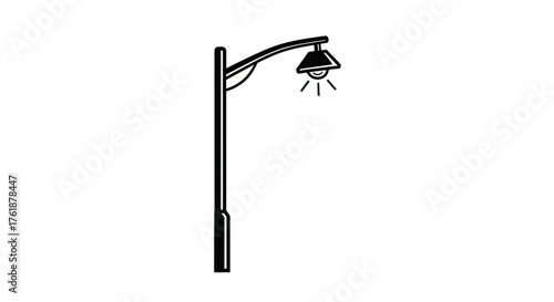 Hand-drawn Street Lamp Illustration Emitting Light Urban Infrastructure Element.