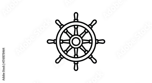 Classic Nautical Ships Wheel with Spokes and Handles.