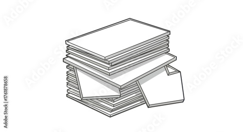 Stack of Blank White Paper Sheets with Hand-Drawn Style.