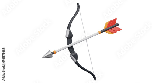 Bow and Arrow: A Classic Archery Weapon with Colorful Fletching.