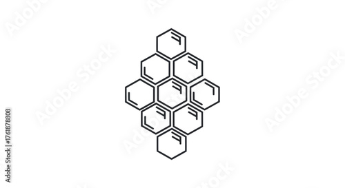 Stylized Hexagonal Honeycomb Structure with Outline Detail.
