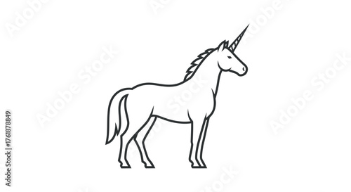 Majestic Unicorn Silhouette with Spiraling Horn.