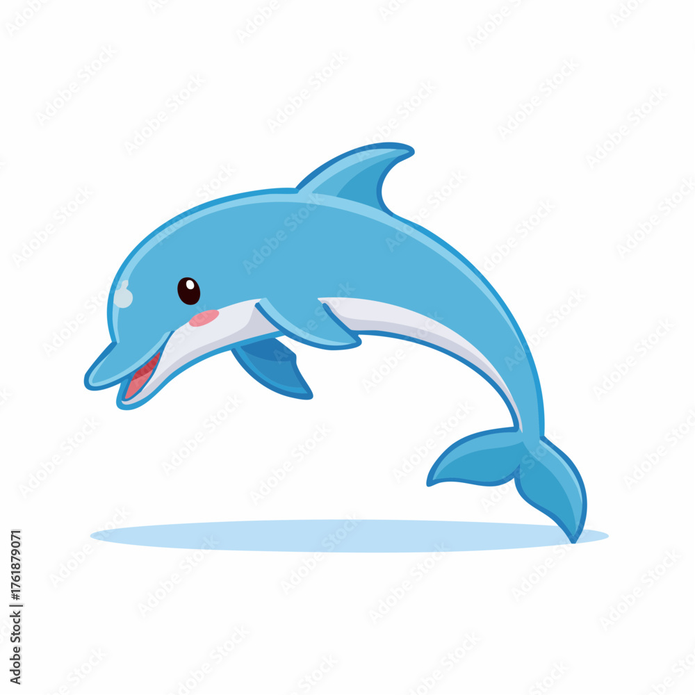 Naklejka premium Cartoon Dolphin Illustration Friendly Aquatic Mammal Design
