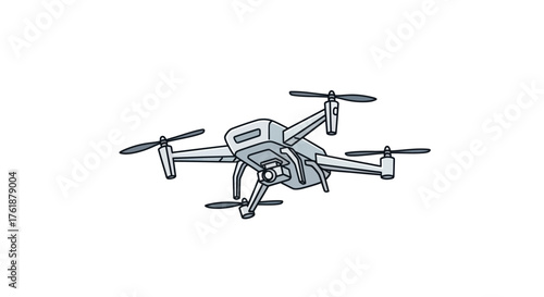 Hand-drawn illustration of a modern quadcopter drone with propellers.