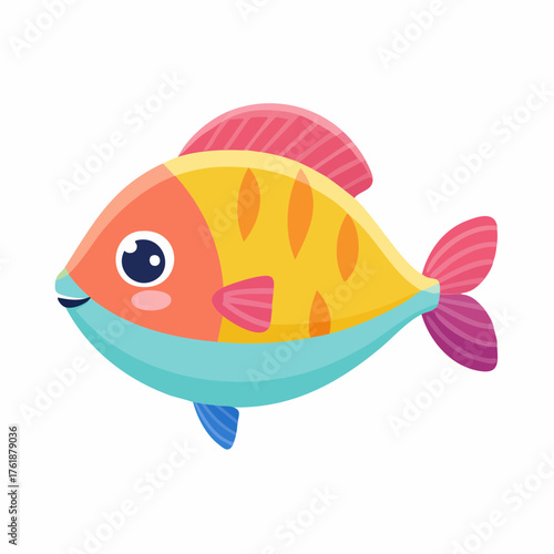 Charming Cartoon Fish Illustration Playful Aquatic Design for Decorative Use and Education