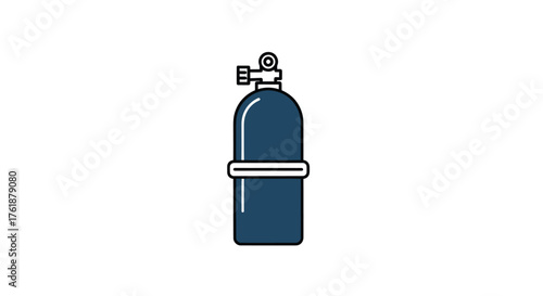 Blue Scuba Diving Tank with Regulator and Valve.
