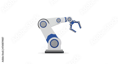 Robotic Arm: White and Blue Industrial Automation Machine.