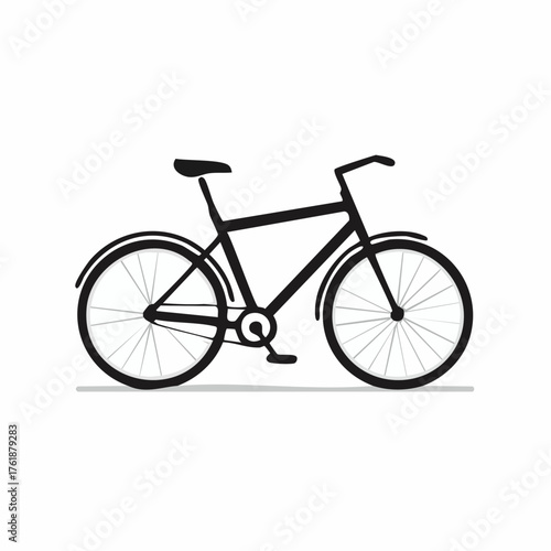 Vector graphic of a black bicycle icon isolated on a white background. A minimalist symbol for eco-friendly transport, healthy living, and urban commuting
