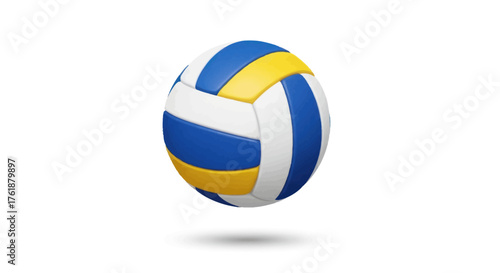 Colorful Volleyball with Blue Yellow and White Panels.