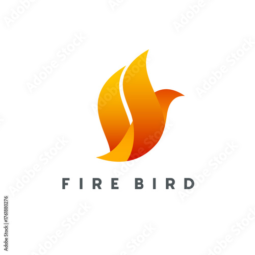 Vector logo design template. Abstract fire bird icon.