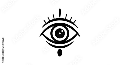 Stylized Eye Icon with Lashes and Decorative Elements.