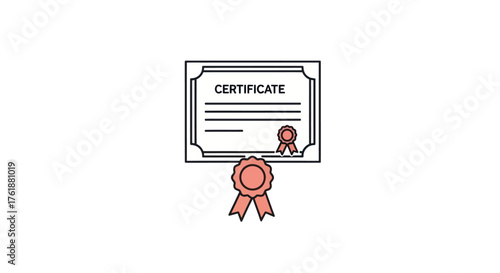 Award Certificate with Red Ribbons and Decorative Border.