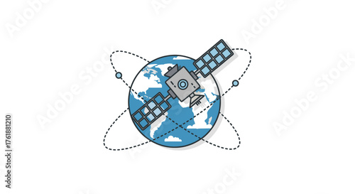 Satellite orbiting planet Earth illustrating global communication and technology.