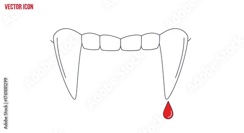 Vampire Fangs with Dripping Blood Icon.