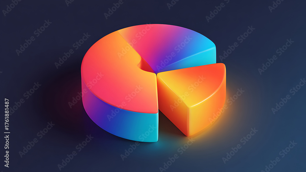 Obraz premium Abstract 3D Pie Chart: Visual Representation of Data Analysis | Showcase Business Statistics, Market Share, or Project Segments!