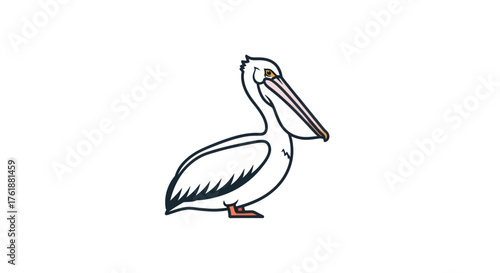 Pelican Illustration: Simple Line Drawing of a Coastal Bird.