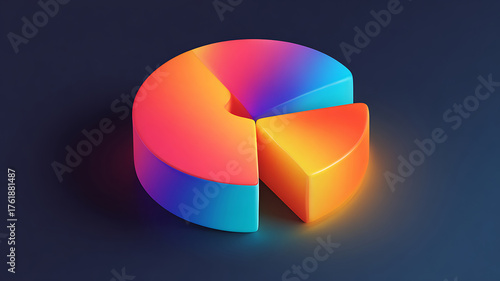 Abstract 3D Pie Chart: Visual Representation of Data Analysis | Showcase Business Statistics, Market Share, or Project Segments!