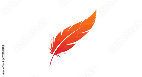 Vibrant Orange Feather with Detailed Textures and Gradient.
