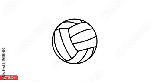 Simple Black and White Outline of a Volleyball.