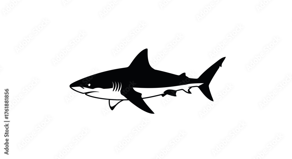 Fototapeta premium Powerful Black Shark Silhouette Vector Illustration Design.