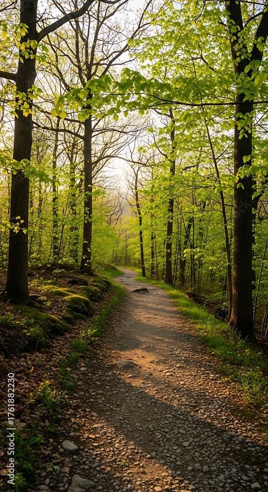 Naklejka premium Forest Path Sunlight Morning Nature.