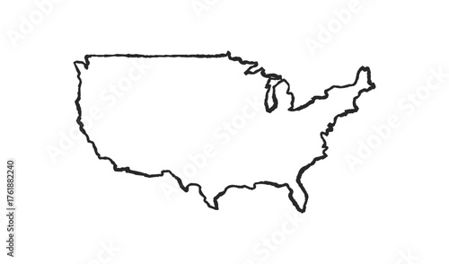 USA MAP hand drawn Sketch background vector, united states freehand Sketch map, America vintage hand drawn map.