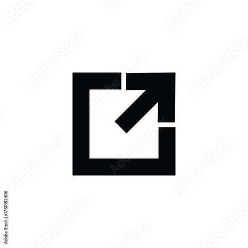 Black Square External Link Icon Symbolizing Share, Export, Open New Window, or Data Transfer for Web Interface