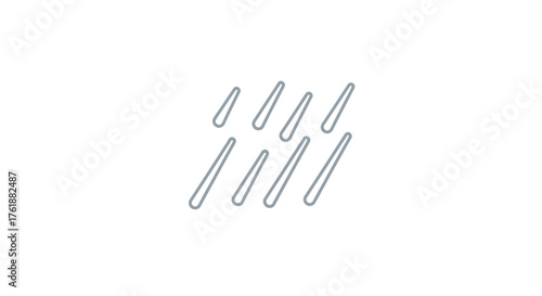 Simple Line Art Icon Representing Rain Showers.