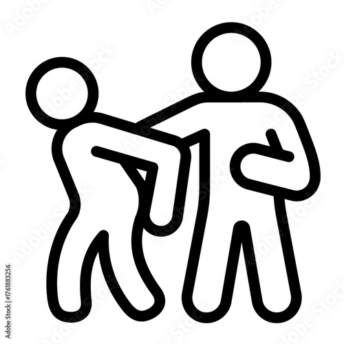 Detention of suspect man line icon, police force concept. Vector graphics. Policeman and offender, law and order sign on white background, style icon mobile or web design.