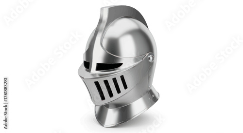 Shiny Silver Medieval Knight Helmet with Visor.