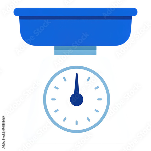 Blue Kitchen Scale Icon with Transparent Background, Flat Design Asset
