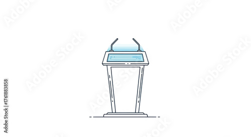 Simple Illustrated Podium with Microphone for Presentations.