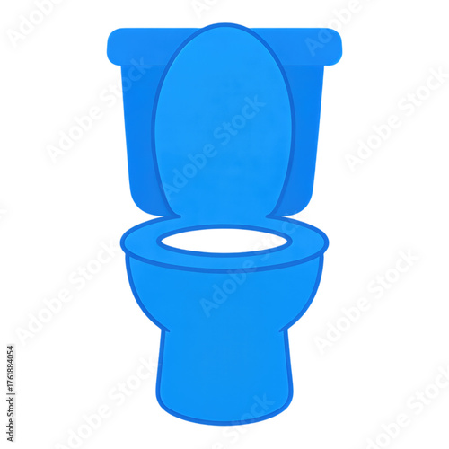 Blue Toilet with Transparent Background, Minimalist Icon Design