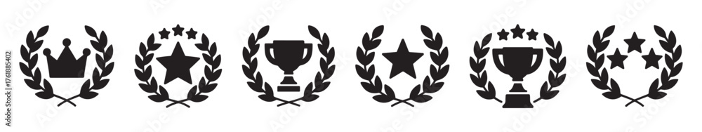 Obraz premium Awards Laurels And Trophies Emblems: Celebration Of Achievement And Recognition