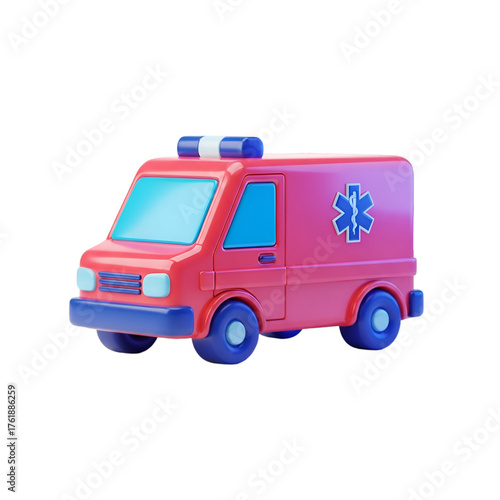 Wallpaper Mural Cartoon ambulance car isolated on transparent background, emergency vehicle for medical care Torontodigital.ca