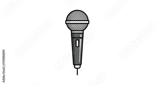 Black and White Illustration of a Classic Microphone.