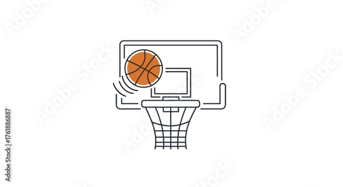 Basketball Hoop with Ball in Motion Digital Technology Integration.