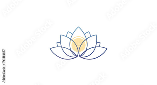 Minimalist Lotus Flower Illustration with Yellow Center.