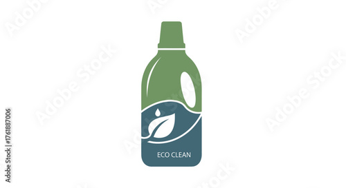 Green Eco-Friendly Liquid Bottle with Leaf Symbol.