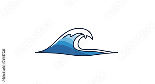 Stylized Blue Ocean Wave with White Foam Crest.